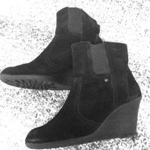 White Mountain black wedge ankle boots.